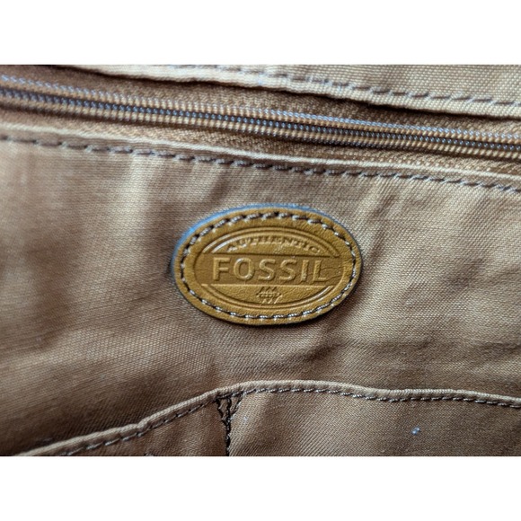 Fossil Woven Tote Bag Geometric Pattern Leather Trim Zipper Top Beach Travel - Picture 6 of 9